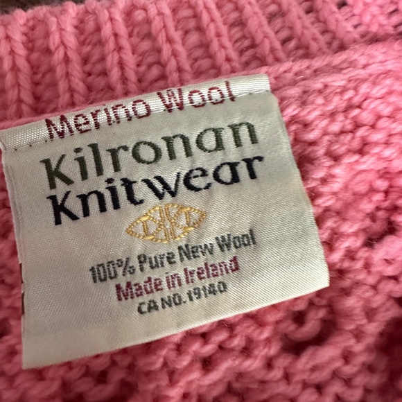 Kilronan Knitwear Merino Wool Ireland Pink Chunky Knit Babydoll Cardigan Sz XS - Picture 7 of 8